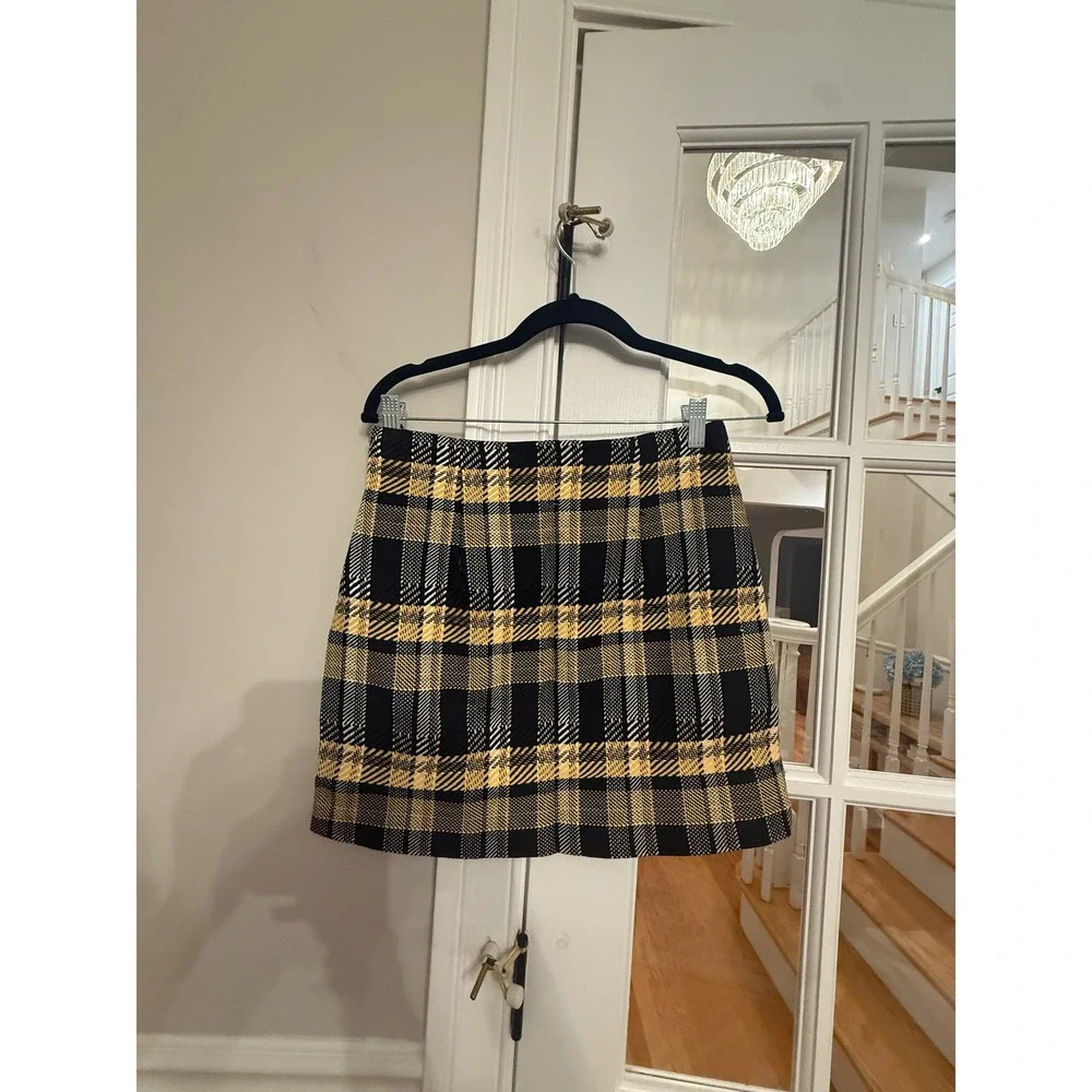 Grey Lab Plaid Blazer and Mini Skirt Set Yellow Black RS306K Womens Medium